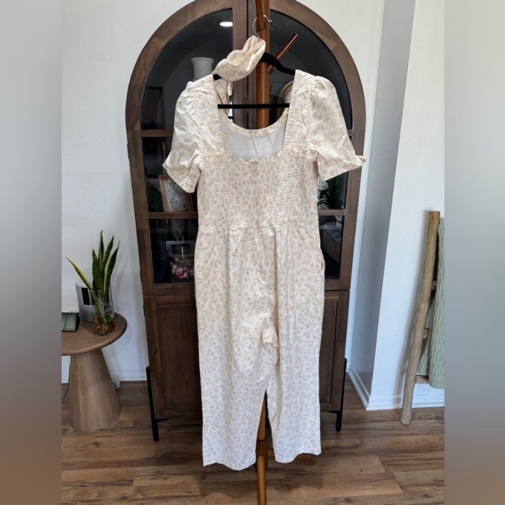 Gal Meets Glam Iris Jumpsuit Size 14 Straight Cropped White Floral Preppy Party - Picture 4 of 16